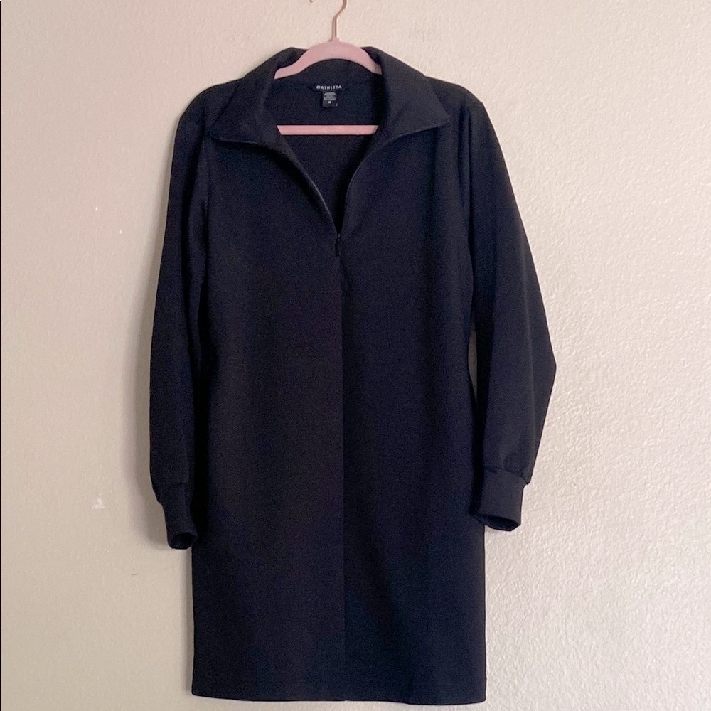 Athleta Allure 1/4 Zip Long Sleeve Dress, Medium, Black, Excellent Condition - Picture 2 of 4